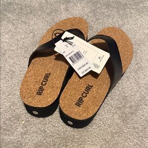Rip Curl Black and Cork Flip Flops